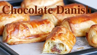 （タッパで作るパン）憧れの【チョコレートデニッシュの作り方】How to make chocolate danish（English subtitle)