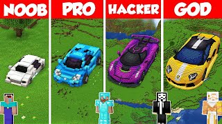 SPORT CAR STATUE HOUSE BUILD CHALLENGE - Minecraft Battle: NOOB vs PRO vs HACKER vs GOD / Animation