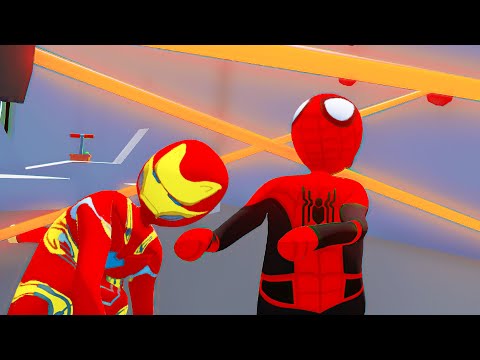 СОВЕРШАЕМ ПОБЕГ ИЗ ТЮРЬМЫ HUMAN FALL FLAT пластилиновые герои Володя Человек Паук и Железный Человек