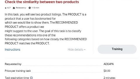 Check the similarity between two products Training + Exam passed 100% Score