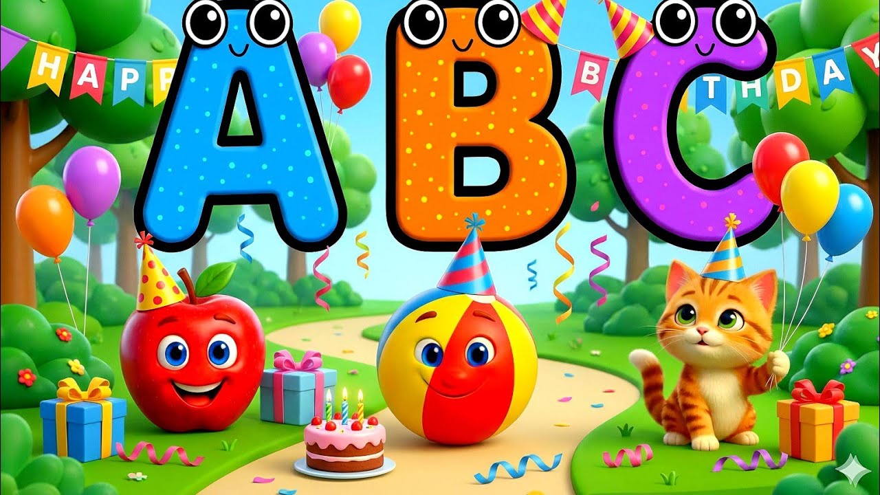 ABC Song Happy Birthday Fun | ABC Phonics Song | A for Apple 🍎 B for Ball | Alphabet Learning A to Z