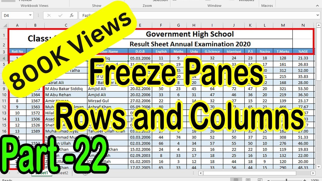 how to freeze multiple panes in excel