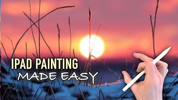 IPAD PAINTING TUTORTIAL - Winter Sunset Landscape art in Procreate