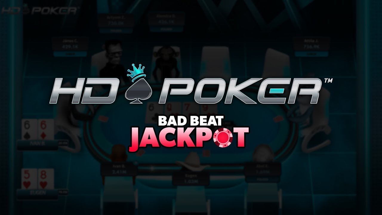 HD Poker's Bad Beat Jackpot Getting Hit - Straight Flush vs. Quads