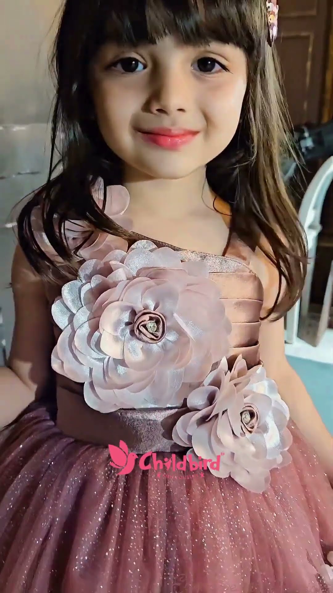 Childbird Chocolate Flower Pattern Girls Party Dress fashion childbird-chocolate-flower-pattern-girls-party-dress-fashion