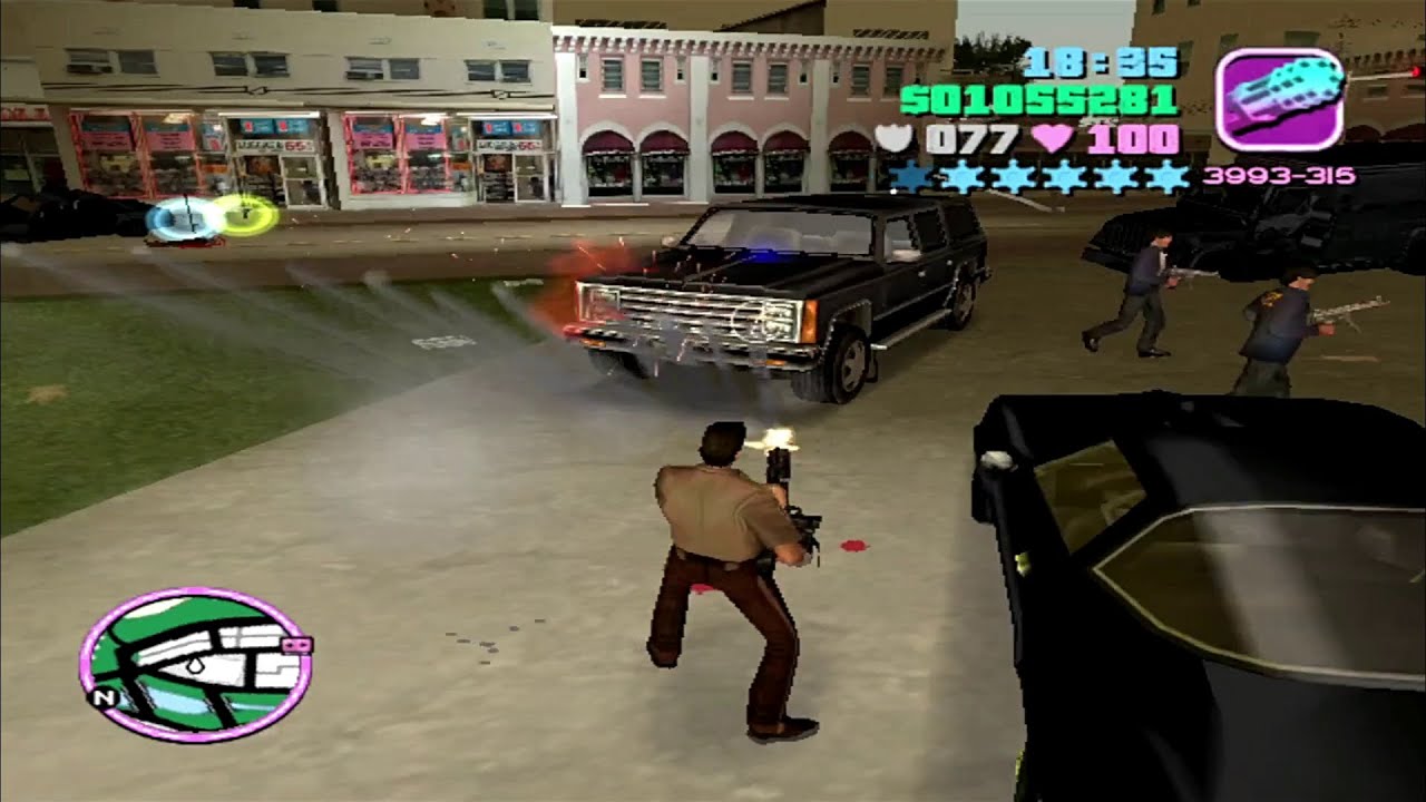 GTA Vice City 6 Six Star Wanted level Police + Army Base Tank Rampage