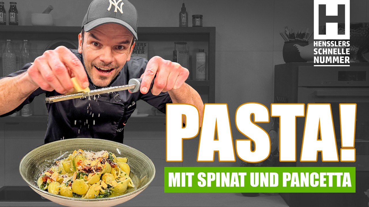 Würzig trifft süß – Pasta mit Pancetta & Spinat