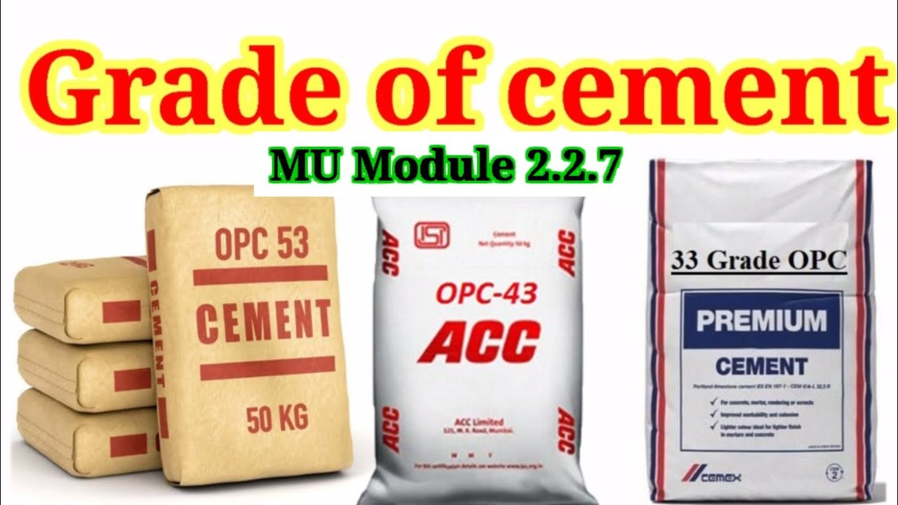 Grade of cement 33, 43 & 53/Specification /Property/ Uses - YouTube