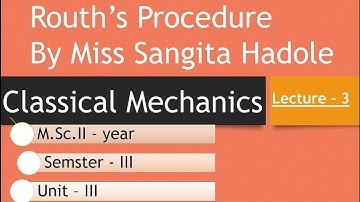 Lecture 3 | Unit 3 | Routh