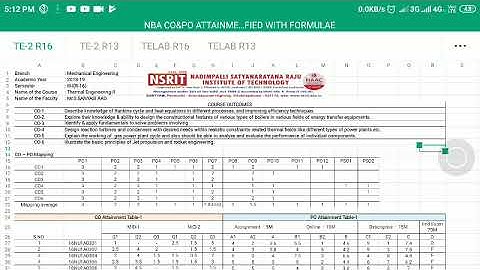 NBA CO&PO ATTAINMENT CALCULATIONS FOR SUBJECT AND LABS (R-16&R-13) COMPLETE PROCEDURE