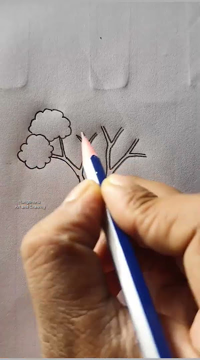 Tree🌳🌳 drawing with V Letter #art #tips #tricks #rongdhonuartanddrawing