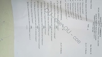 Osmania University B.Com computer applications programming with C and C++ June /July 2023