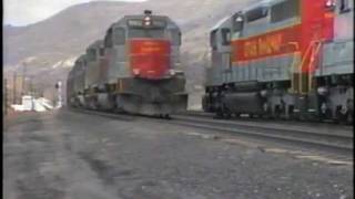 UTAH RWY, SD40's meet at Soldier Summit crest. 2.5% east, 2.4% west. 5/09/1996