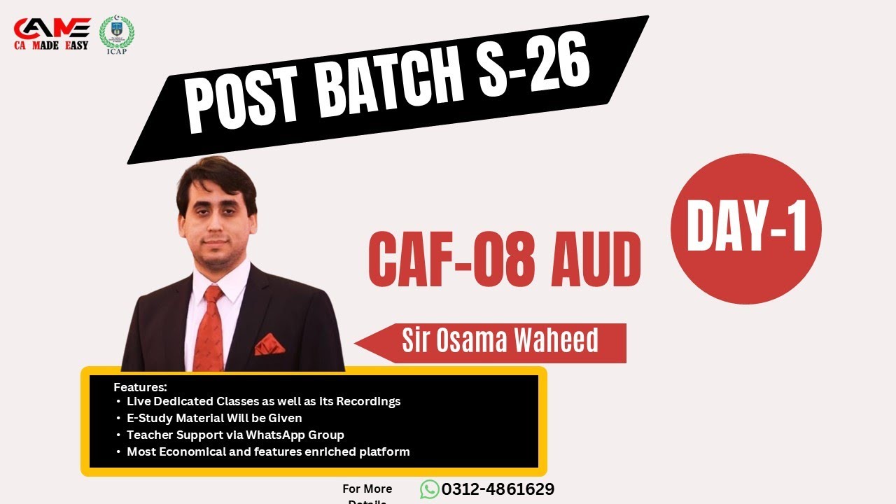 Audit By Sir Osama Waheed ||S-26|| [DAY -1] Post Batch || 3 Nov || CAME ...
