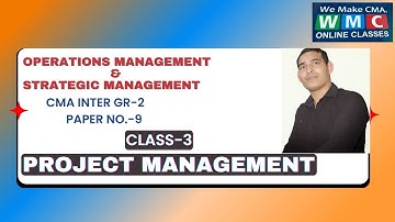 PROJECT MANAGEMENT|Class-3|By  PROF. SATYESH KUMAR |CMA INTER GROUP 2|PAPER NO 9|OM&SM| #9971265858