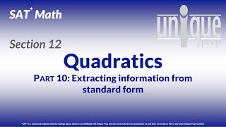 SAT Math 12: Quadratics Part 10 (Extracting info from standard form)