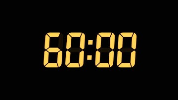 60 Seconds Digital Countdown Timer | Black Background | Yellow Text | No Sounds