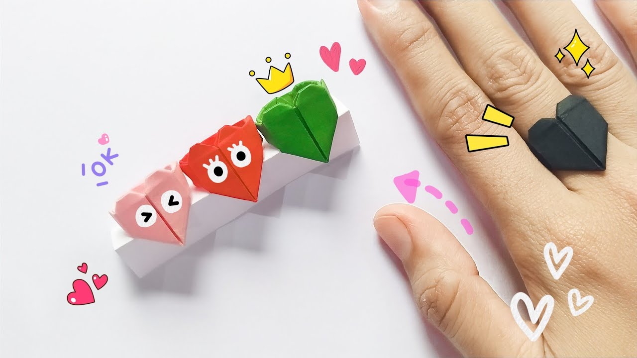 Кольцо из оригами | Кольцо в форме сердца из бумаги для оригами | Кольцо в форме сердца из оригами