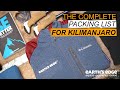 Kilimanjaro packing list