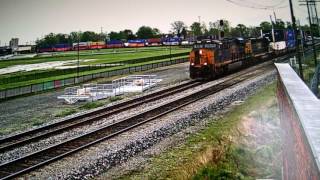 Csx emd sd40-3 engine trailing on a stack train in fostoria Ohio