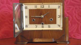 Vintage Art Deco German Kienzle 8-Day Mantel Clock With Westminster Chimes