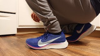 Nike Vaporfly 4% Flyknit ROYAL BLUE Review & ON FEET - YouTube