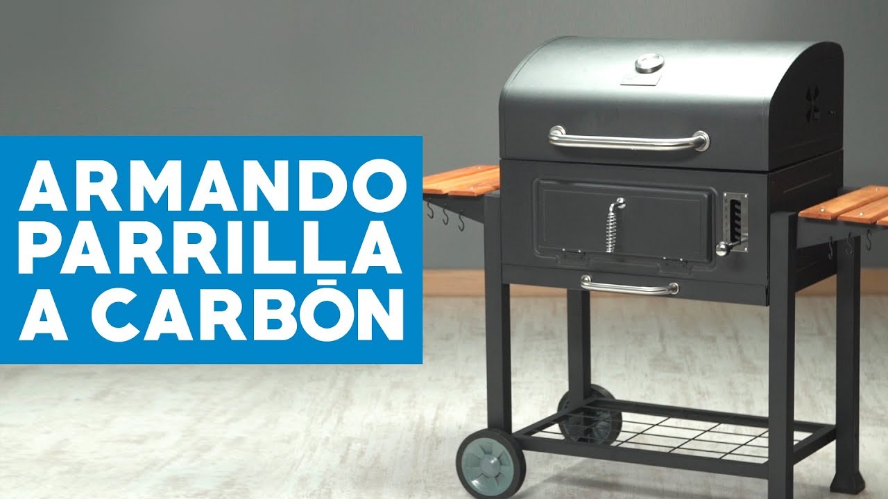 Asador de Carne Carbon Portatil 22 Pulgadas Acero Inoxidable 2 Parrillas  Ruedas