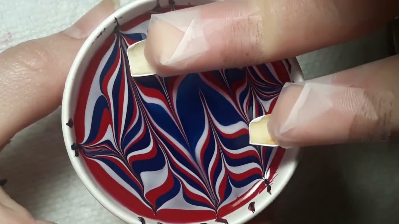 4th of July Chevron Water Marble | No Worries Nail Art