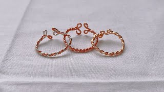 How To Make Twisted wire rings/diy rings/simple and easy ring making for beginners/wire wrapped ring