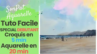 Débutant en Aquarelle : Apprendre à Dessiner et Peindre un Bord de Mer en 25 min !