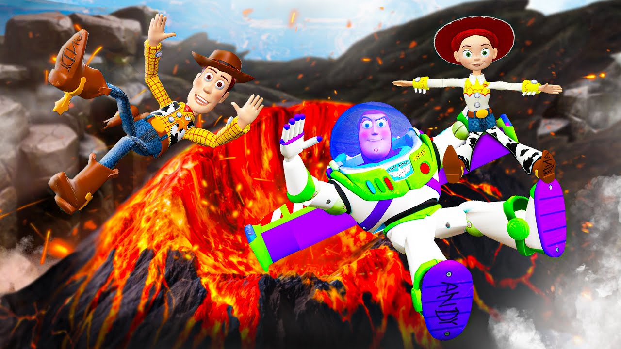 GTA 5 TOY STORY Team • Jumpng Ragdolls into Volcano!