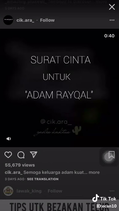 ❤ Ayat Sedih Bila Teringat Adam Rayqal 😭