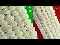 Bufanda a Crochet en punto 3D de hojas reversibles tejido tallermanualperu