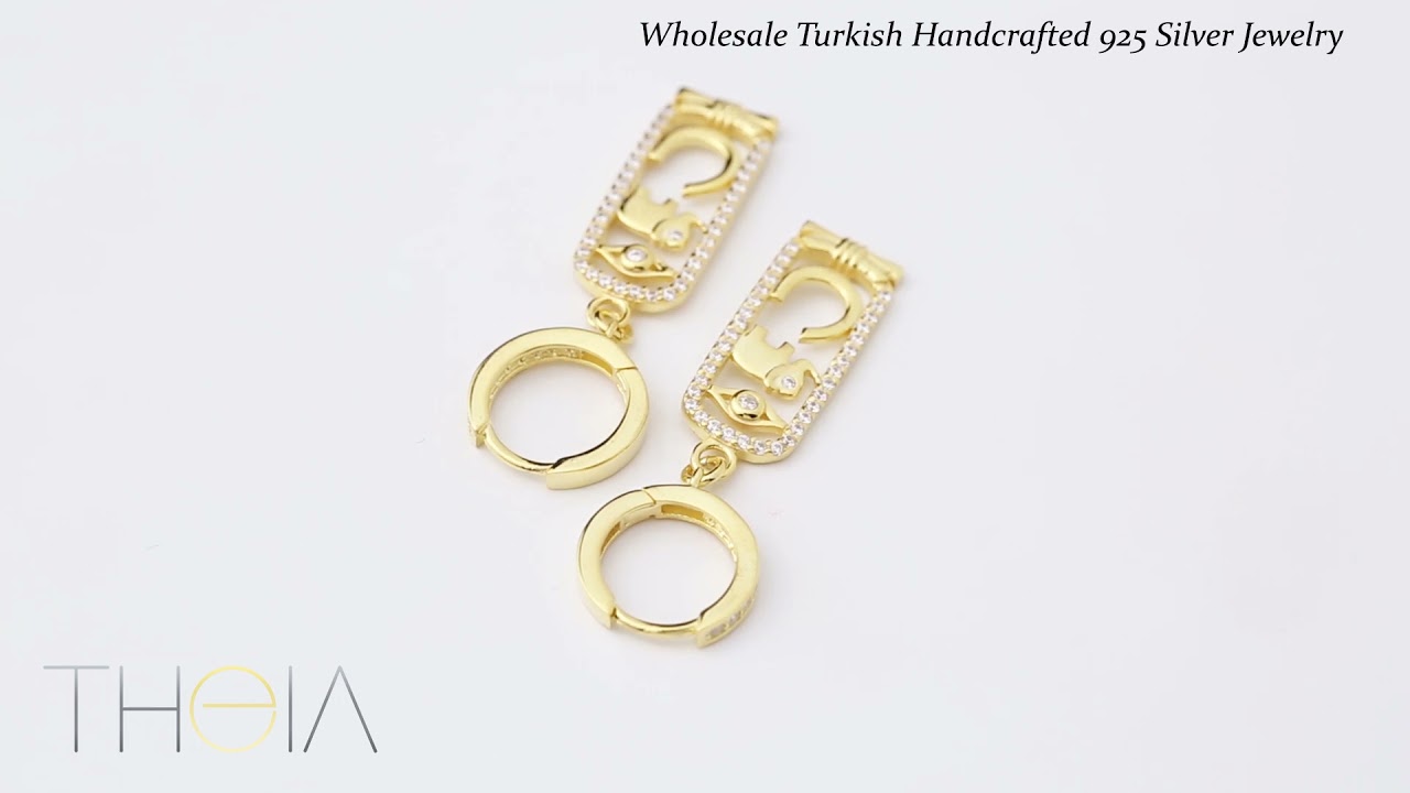 Figurative Design Turkish Wholesale Handmade 925 Sterling Silver Dangle Earrings