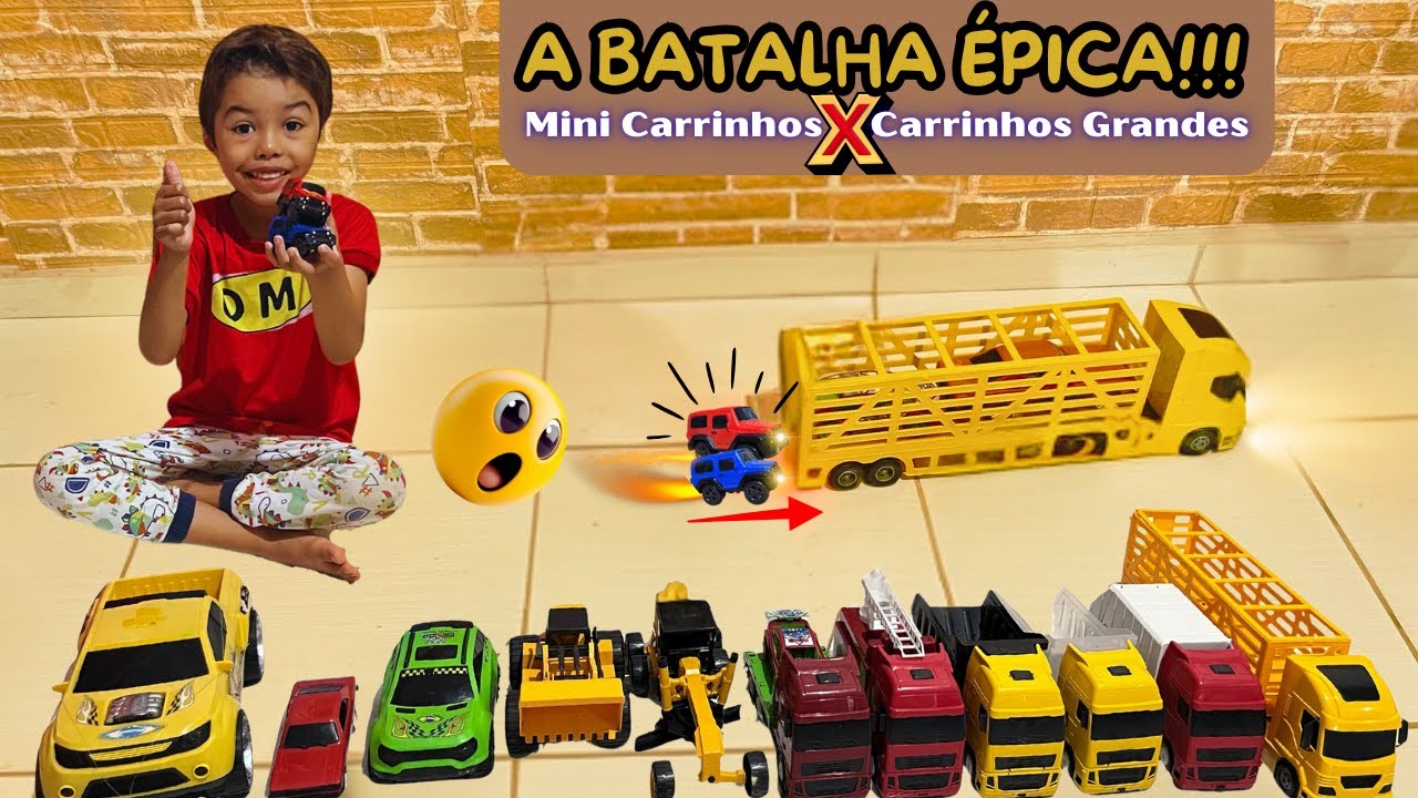 A BATALHA INCRÍVEL!!! Mini Carrinhos a Pilha X Carrinhos Maiores de Plástico !!!