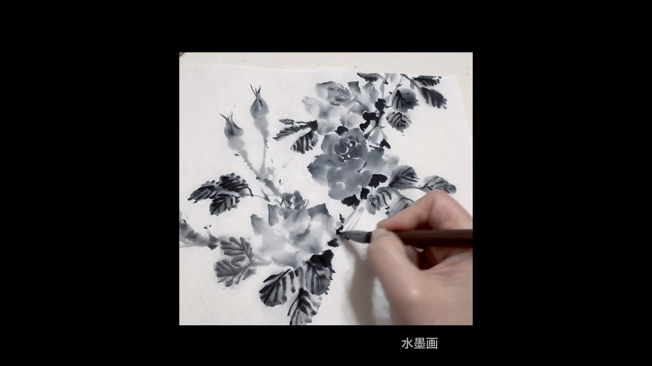 水墨画で『蔓薔薇』 #inkpainting #timelapse #japan - YouTube