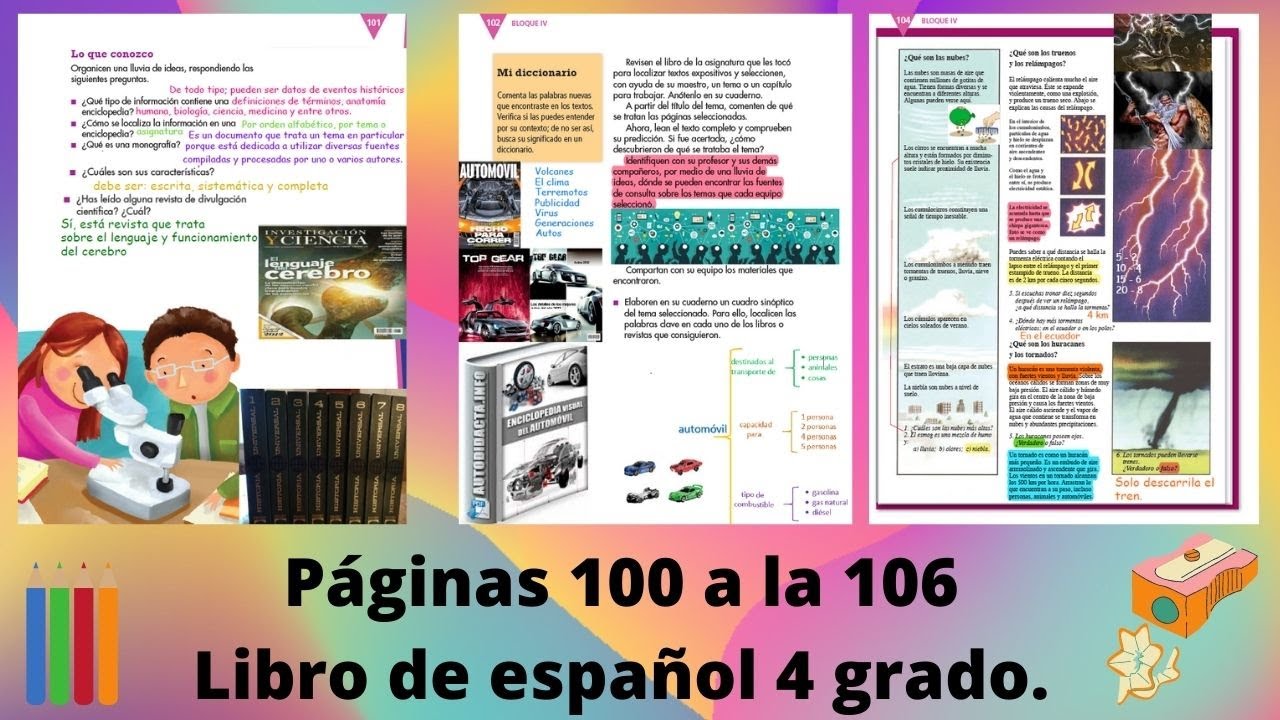 Páginas 100 a la 106 libro de español 4 grado - YouTube
