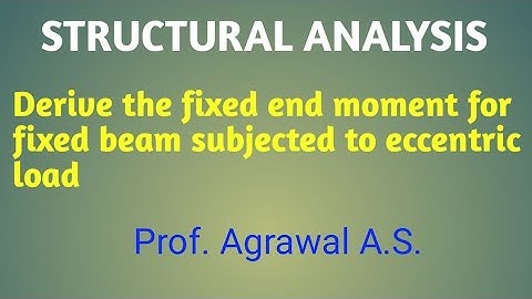 Lect-35#Derive the  Fixed end moment for fixed Beam subjected to eccentric load
