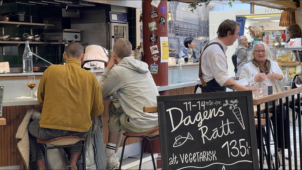 Gothenburg Food Market Hall/Saluhallen Walk, Sweden 2021.