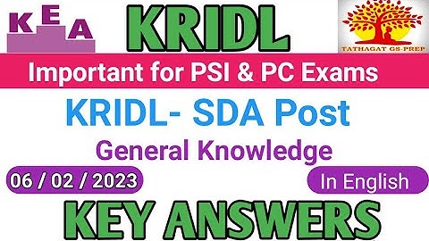 KEA KRIDL SDA Key Answers 2023| KRIDL SDA Question and Answers 2023