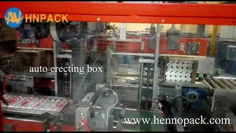 Hennopack integrated case packer machine, box packer system for forming, loading and closing