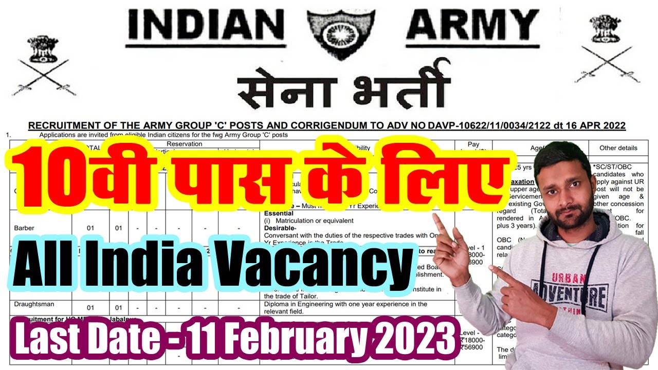 Indian Army Group C Recruitment 2023 for 10th Pass || Notification & Application Form Pdf
