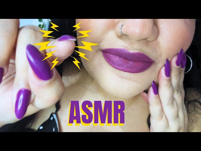 ASMR 💜 Touching your face/camera! Mouth sounds, whispers, nails sounds and tingles