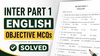 English Compulsory Paper Solved MCQs | Inter Part 1 | Objective Paper Solution | Annual Examination