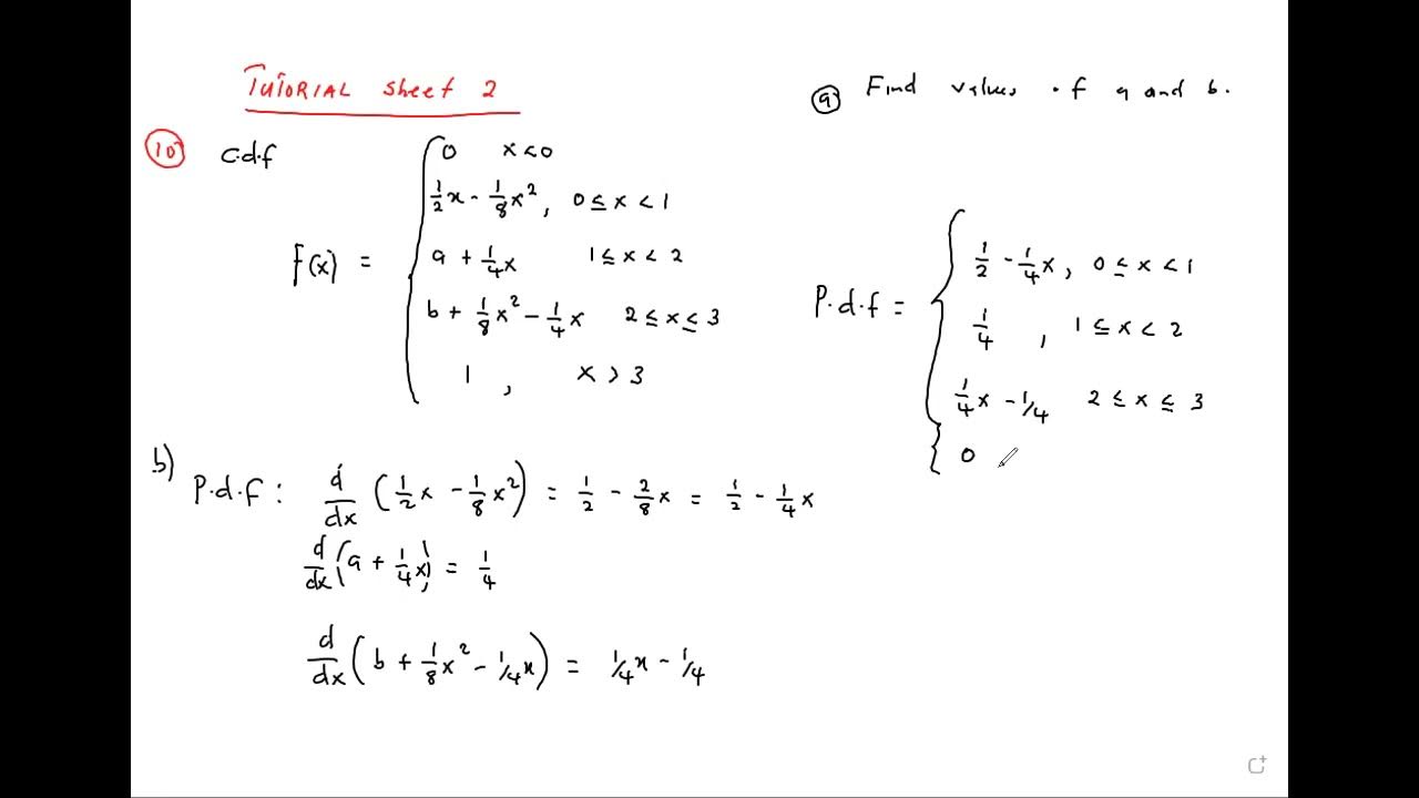 finding constants in the cdf and pdf given cdf - YouTube