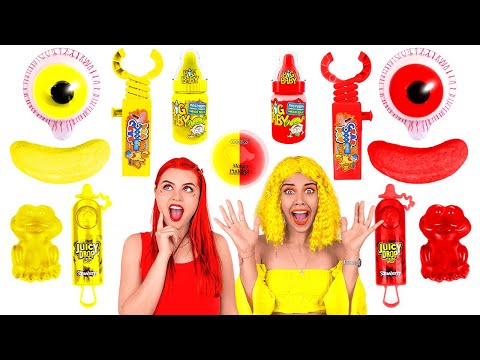 ЕДИМ ПРОДУКТЫ ОДНОГО ЦВЕТА 24 ЧАСА! Кто доест, тот победит! КРАСНОЕ vs ЖЕЛТОЕ от 123 GO! CHALLENGE