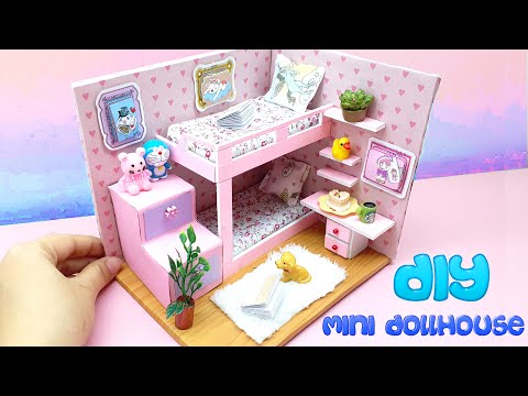 Video DIY nhà giấy bìa các tông mini #3: căn phòng màu hồng... - youtube