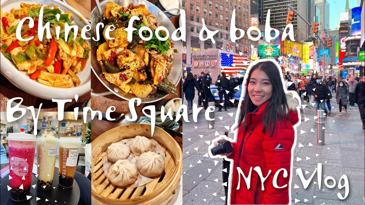 Chinese Food Dim Sum & Boba by Time Square New York NYC travel vlog