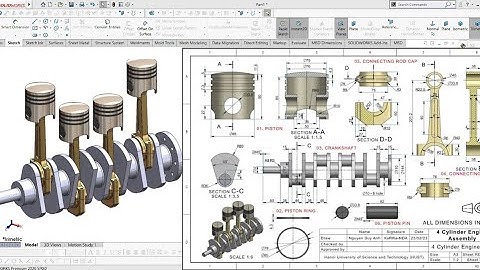 Four Cylinder engine Part Design in solidworks