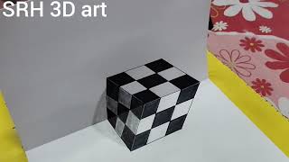 how to draw 3D cube on paper l drawing trickart optical illusion #3dart #viral #illusion #art